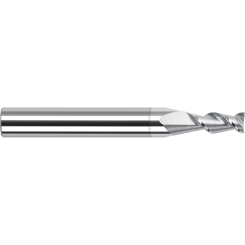 High Helix End Mills for Aluminum Alloys - 0.0620″ (1/16″) Cutter Diameter × 0.1860″ Length of Cut Carbide 45° Helix Square End Mill, 2 Flutes, TiB2 Coated