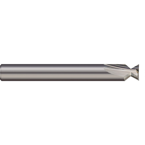 Dovetail Cutters - 0.4880″ Cutter Diameter × 0.0930″ (3/32″) Radius × 48° included Carbide Dovetail Cutter with Drop Hole Allowance, 2 Flutes