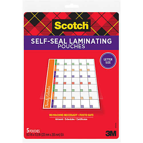 ‎Scotch Self-Sealing Laminating Pouches LS854-5G 9.0″ × 11.5″ × 0″ (231 mm × 293 mm)